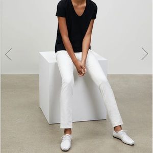 BNWT Lafayette148 Waxed Denim Slim Leg Jeans In White size 10